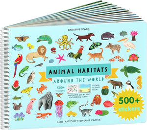 Cupkin Animal Sticker Book Activity for Kids, Toddler Airplane Travel Essentials, 500+ Habitat Stickers for Kids + 12 Scenes + 12 Coloring Book Pages, Animal Lover Gift, Childrens Crafts for Ages 2-8